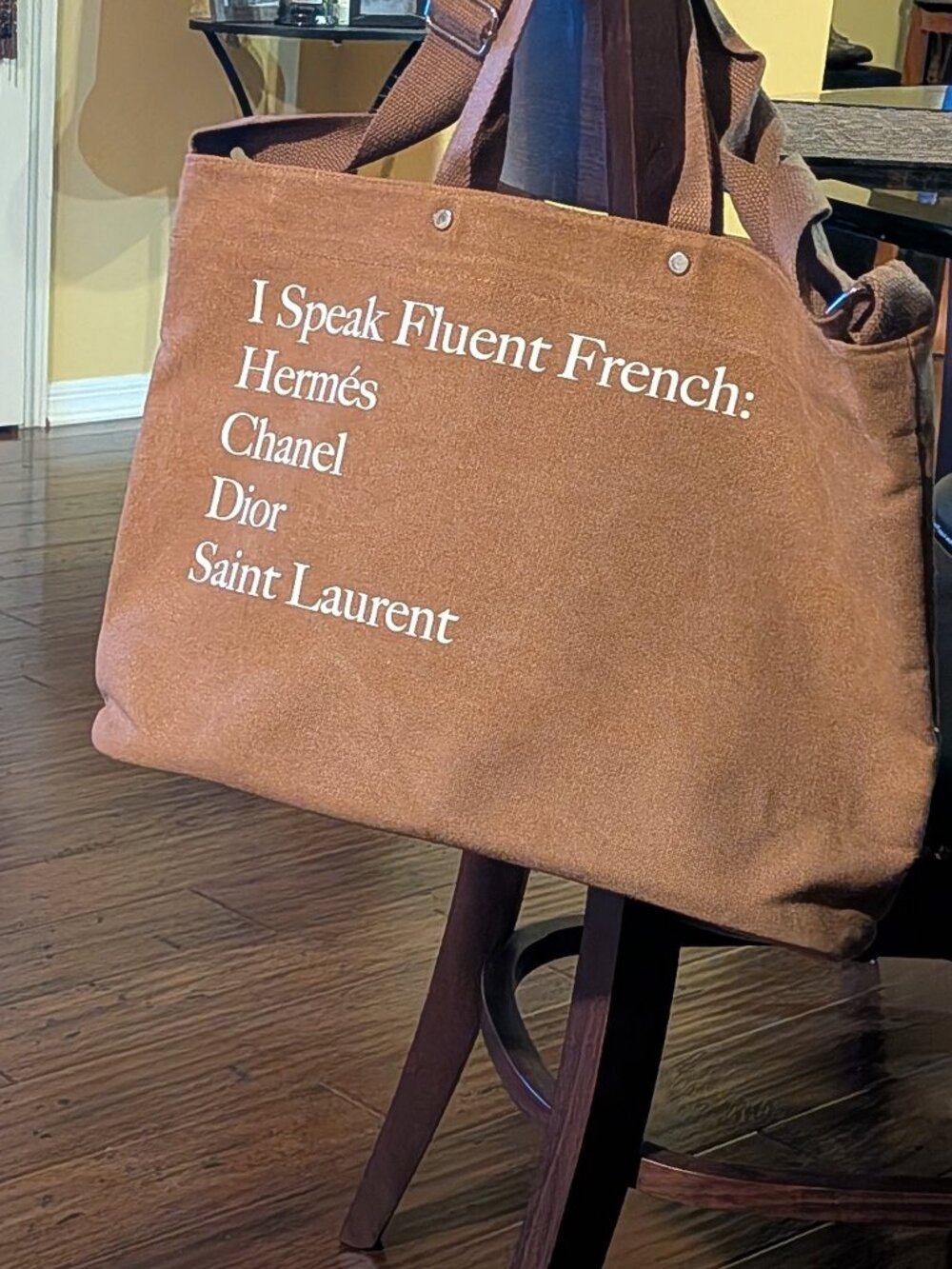 I Speak Fluent French Canvas Crossbody Tote Bag Purse NEW
